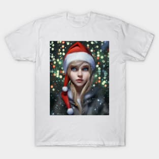 Portrait Of A Girl In Santa' Hat T-Shirt